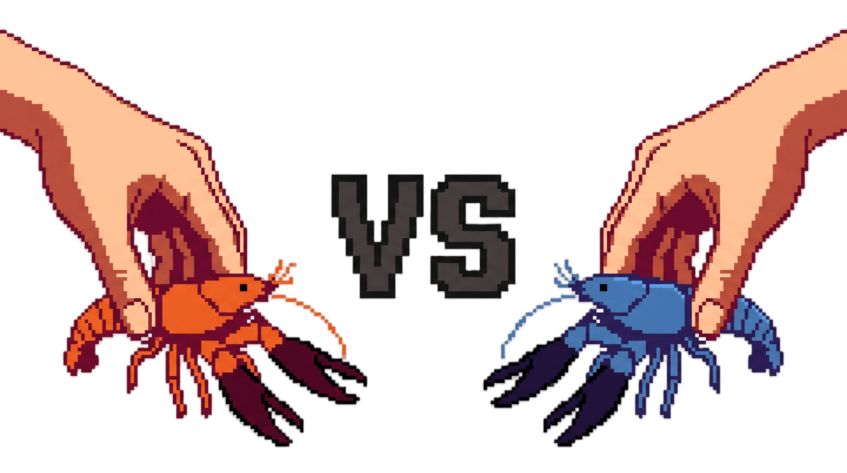 Två agenter möts: en orange pixelkräfta mot en blå pixelkräfta, med VS i mitten.